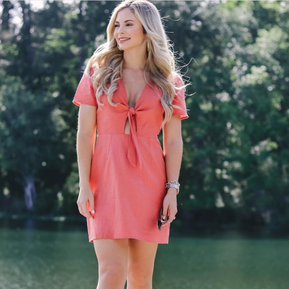 Coral knit dress